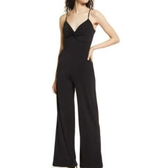 Socialite Womens Sleeveless Halter Jumpsuit Charcoal Grey Size S Made In USA - Picture 1 of 9
